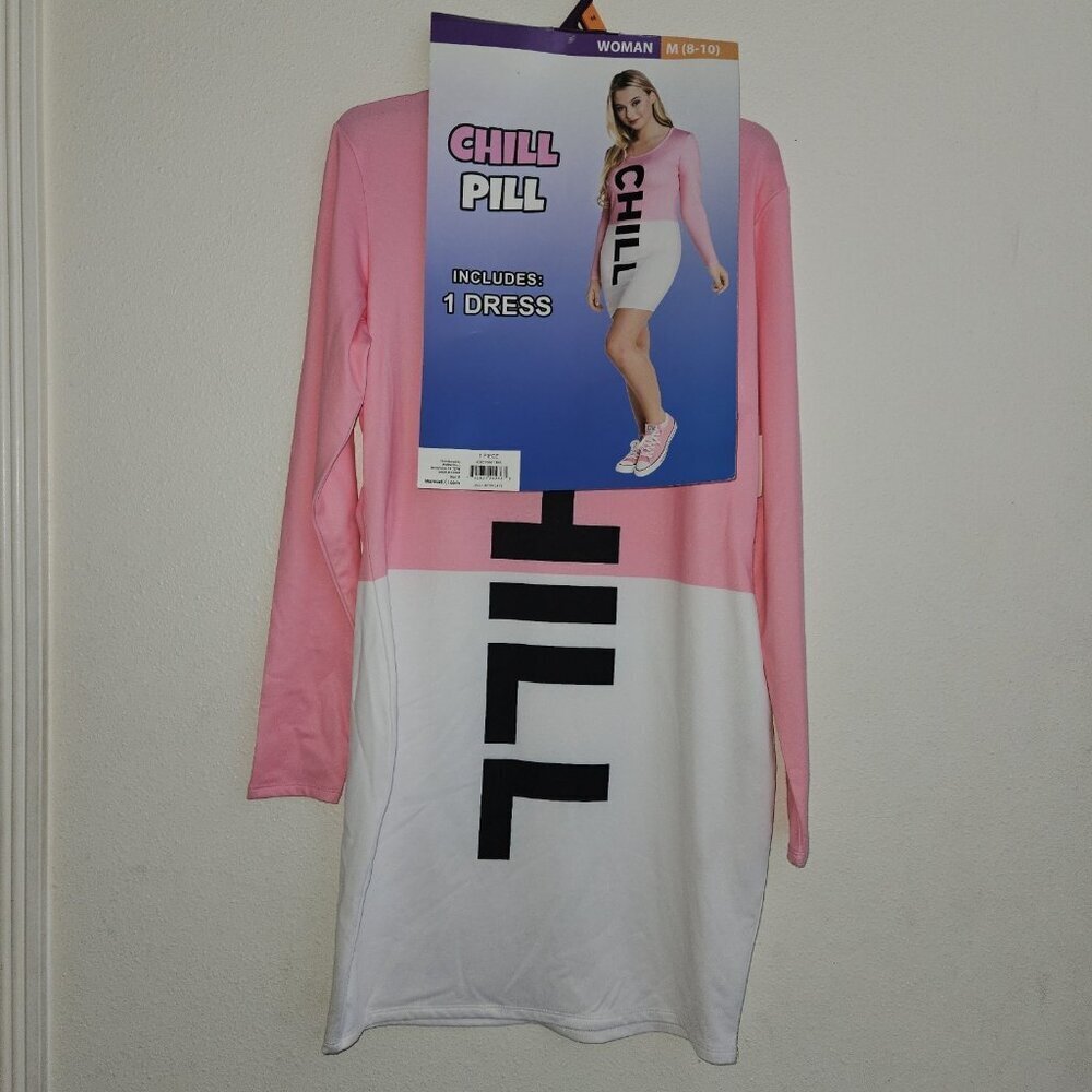 Chill Pill Pink White Dress Halloween Costume Junior's Medium 8-10 w/TAG READ